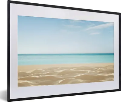 Produktbild von MuchoWow® MuchoWow® Gerahmtes Poster Strand - Meer - Sand 60x40 cm - Poster mit zchwarzem Bilderrahmen - Schlafzimmer - Plakat in Rahmen - Drucken