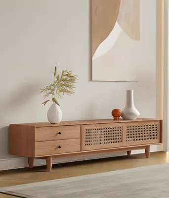 Produktbild von Modernes Braunes Holz Lowboard Designer TV-Sideboard Wohnzimmer Möbel