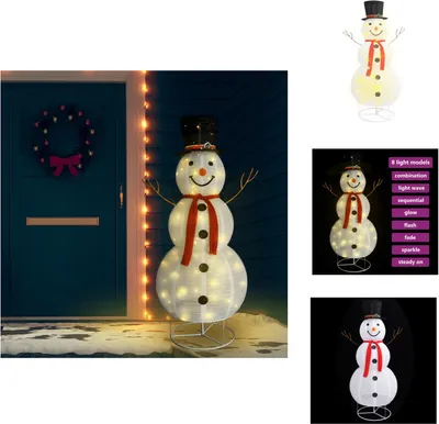 Produktbild von vidaXL LED-Schneemann Weihnachtsfigur Luxus-Stoff 180 cm -  Weihnachtsbeleuchtung
