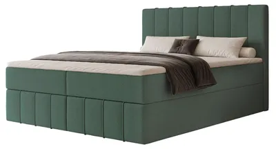 Produktbild von Boxspringbett NOVA 180x200 Paneel-Optik Bettkasten Bonellmatratze Moosgrün