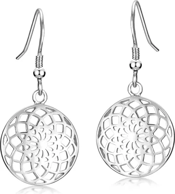 Produktbild von MATERIA Lebensblume Ohrringe Damen Silber 925 - Blume des Lebens Schmuck rhodiniert SO-451-Silber