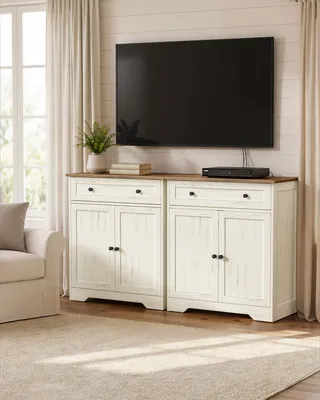 Produktbild von VASAGLE Küchenschrank im Landhausstil mit Schublade und 2 Türen 72 x 40 x 80 cm Weiß