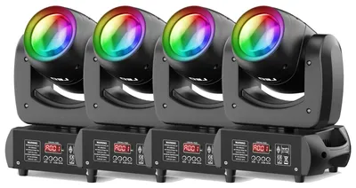 Produktbild von Moving-Head-Scheinwerfer - DMX-Bühnenbeleuchtung - 4er-Pack - 100 W - 230 V - EU-Stecker - Für Bühne und DJ