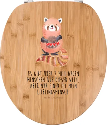 Produktbild von Mr. & Mrs. Panda Toilettendeckel Roter Panda - Transparent - Geschenk, Toilettenbrille, Lieblingsmensch, Klo-Deckel, Liebe, Rot, Gute Laune, Liebling, Herz, Klodeckel