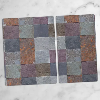 Produktbild von Glas-Herdabdeckplatten Glaskeramikkochfeld-Abdeckung Spritzschutz Schneidebrett Zweiteilige Glas 70x52 cm Mosaikfliesen