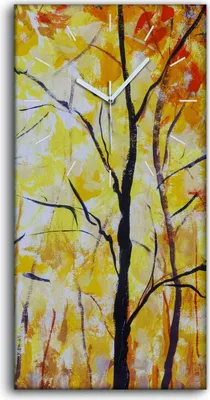 Produktbild von Wohnzimmer-Bild Leinwand Uhr Geräuschlos 30x60 Ölgemälde Wald Bäume Herbst - weiße Hände