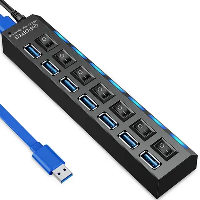 Image de Hub USB 7 ports Hub USB 7 ports Mini pour ordinateurs portables et tablettes 4x USB 3.0 5 GB/s Hub multiport Retoo