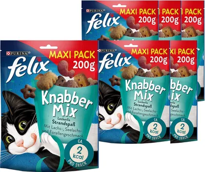 Produktbild von FELIX KnabberMix Strandspaß, Knuspriger Katzensnackmit 200g Beutel (5er Pack (5 x 200g))