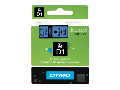 Produktbild von DYMO Original D1-Etikettenband | schwarz auf blau | 9 mm x 7 m | selbstklebendes Schriftband | für LabelManager-Beschriftungsgerät