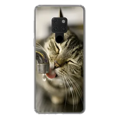 Produktbild von MuchoWow® Handyhülle Schutzhülle Hülle für Huawei P40 Lite Katze - Wasserhahn - Getränk Silikon Softcase Handy Hülle - Handy
