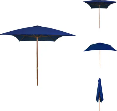 Image de vidaXL Parasol avec mât en bois Bleu 200x300 cm - Parasols & ombrelles