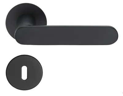 Produktbild von Georgetown Drückergarnitur MeinTürgriff Flachrosette Schwarz matt Türdrücker BB PZ WC