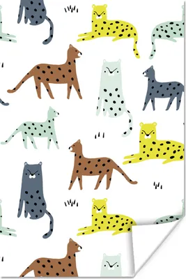 Produktbild von MuchoWow® Poster Katze - Dschungel - Farben 80x120 cm - Papierdruck