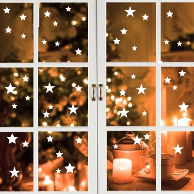 Produktbild von Fensterbilder Weihnachten Sterne – Wiederverwendbar – A4 Bogen, 46 Sticker – Weihnachstdeko Fenster Kinderzimmer, Weihnachtsbilder Fenster, Fensterbild Winter Sterne, Fensterdeko
