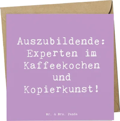 Produktbild von Mr. & Mrs. Panda Glückwunschkarte Spruch Auszubildende Kaffeekünstler - Lavendeltraum - Geschenk, Ausbildungsverlauf, Beruf, anlasskarte, Berufe, Klappkarte, Lehrjahre