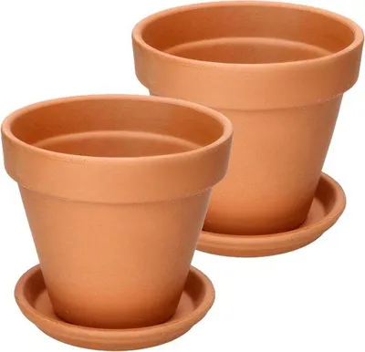 Immagine prodotto di Set di vasi da fiori in terracotta - per interni e giardino - 2 pezzi - diametro 17 cm