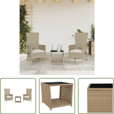 Produktbild von The Living Store 3-tlg. Garten-Essgruppe mit Kissen Beige Poly Rattan