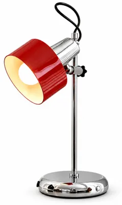 Produktbild von Kompakte Tischlampe in Rot, 13 x 35 cm, E27 9 W, 3 Lichtfarben, drehbarer Lampenkopf, verstellbare Höhe und EU-Stecker