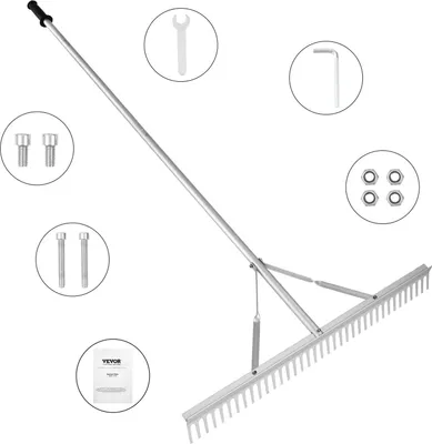 Zdjęcie produktu dla Grabie Zgrabiarka do Czyszczenia Ziemi i Wody 75 cm Aluminiowe z 37 Zębami