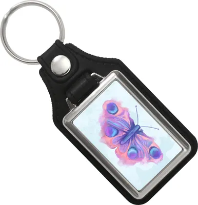 Produktbild von Schmetterling Schlüsselanhänger mit Kunstleder-Anhänger in Wasserfarben-Optik