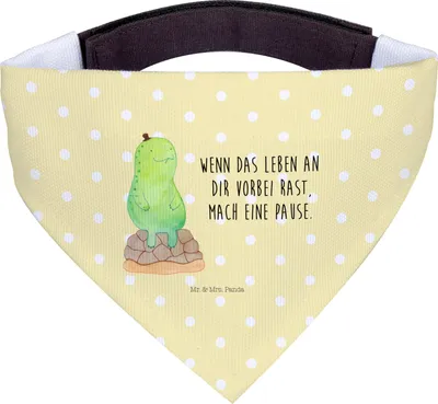 Produktbild von Mr. & Mrs. Panda Hundehalstuch Schildkröte Pause - Gelb Pastell - Geschenk, Achtsamkeit, Halstuch Für Hunde, Achtsam, Tuch, Hund, Hunde-Halstuch
