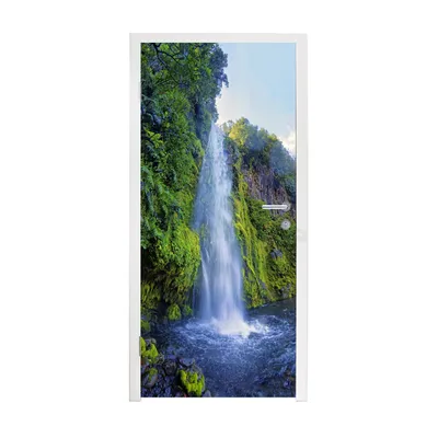 Obrázek produktu pro MuchoWow® Plakát na dveře - Vodopád v novozélandském národním parku Whanganui - 235x95 cm - Samolepicí fólie na dveře