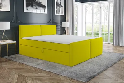 Produktbild von Boxspringbett Noxi 140x200 mit 2 Bettkästen, Bonell-Matratze und Topper. Möbel vom Hersteller- Handarbeit! Bett Komplett-Set mit Matratze, Bettkasten & Kopfteil. Modern und robust.