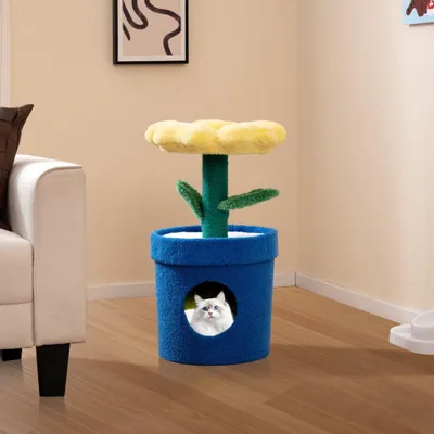 Produktbild von Katzenbaum für Wohnungskatzen – Blumenliege, Katzenhöhle, 72 cm
