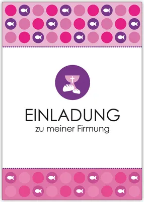 Produktbild von 4x Moderne Einladungskarte zu meiner Firmung für Mädchen mit Fischen