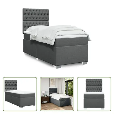 Produktbild von The Living Store Boxspringbett mit Matratze Dunkelgrau 90x190 cm Stoff