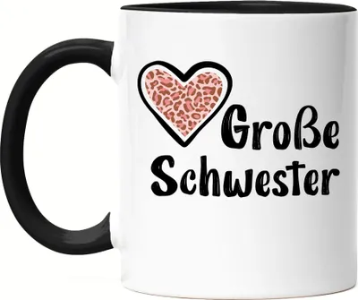 Produktbild von Große Schwester Tasse Schwarz Sisters Beschützerin Geborgenheit Liebe Familie Zusammenhalt Freude Spaß Sis Love