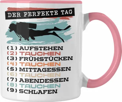 Produktbild von Trendation - Taucher Tasse Geschenk Becher Der Perfekte Tag Tauchen Geschenkidee Spruch (Rosa)