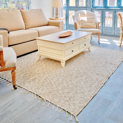 Image de Tapis en jute et en coton, fait à la main, pour intérieur et extérieur