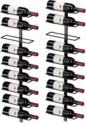 Obrázok produktu pre Nástenný regál na víno pre 18 fliaš, kovový regál na fľaše vína, pevný regál na skladovanie vína, ideálny do domáceho baru