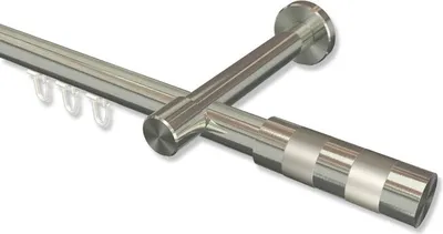 Produktbild von Interdeco Innenlaufstange, Gardinenstange mit Innenlauf Edelstahl-Optik Modell Prestige Mavell, 20 mm Ø 1-läufig, 400 cm (geteilt)