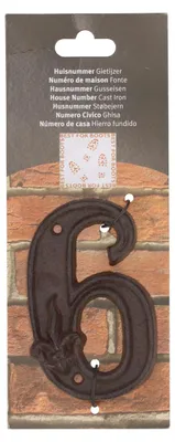 Produktbild von Esschert Design Hausnummer 6 Gusseisen Rostbraun 7.9x1.2x12.4cm DB62-6