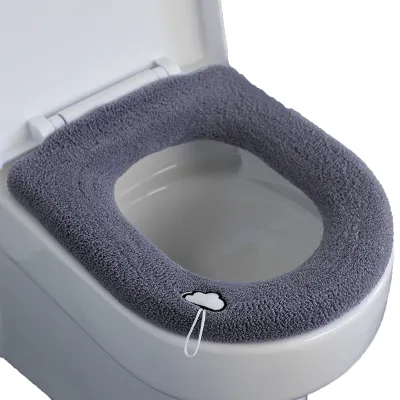 2 Paar WC-Sitzbezüge Winter - Weiche Plüsch-Auflagen Blau & Grau