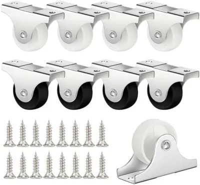 Produktbild von Möbelrollen Klein,8 Stück Möbelrollen,Rollen für Möbel, Mini-Wagenräder, Geräuscharme Stahl-Gummiräder, mit Schrauben, für Kleine Möbel, Stühle, Wagen