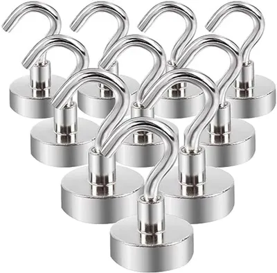 Productafbeelding van PromoHome® Sterke magnetische haken - Draagvermogen: 15 kg - Set van 10 stuks