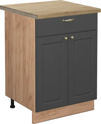Produktbild von Küchenunterschrank Vicco Fame-Line Anthrazit-Gold 60 cm mit Schublade, AP Eiche, Model 46395