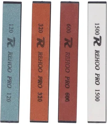 Zdjęcie produktu dla Prostowny zestaw do ostrzenia noży - Prostowny kamień do ostrzenia o gradacji 120/320/600/1500 - Solidny zestaw kamieni do ostrzenia - Wysoka jakość - Nadaje się do każdego rodzaju noży - Bloczek do ostrzenia