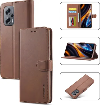 Produktbild von Xiaomi Poco M5 Hülle, Klapphüllen Brieftasche Leder Magnetverschluss Ständer Schutzhülle für Xiaomi Poco M5 / Poco M4 5G Braun