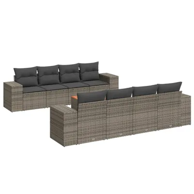 Produktbild von vidaXL 9-tlg. Garten-Sofagarnitur mit Kissen Grau Poly Rattan