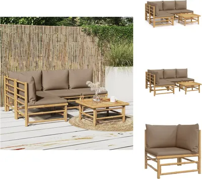 Produktbild von vidaXL 5-tlg. Garten-Lounge-Set mit Kissen Taupe Bambus -  Gartenmöbel-Sets