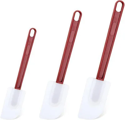 Produktbild von Ibenzoa® 3er-Set hitzebeständige Silikonspatel – flexible Klingen, Nylon-Griffe, 24/36/41 cm, bis 260°C, spülmaschinenfest