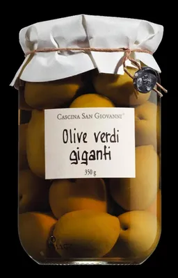 Image de Cascina San Giovanni Giant green olives / grüne Oliven, riesig 350 gr.