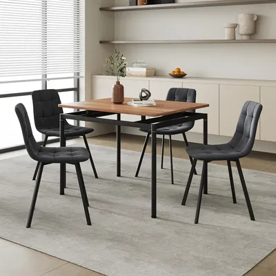 Produktbild von Essgruppe 'Hemnes' 5-tlg. Esstisch mit 4 Stühlen 100 x 60 cm rechteckige Tischplatte Eicheoptik/Dunkelgrau