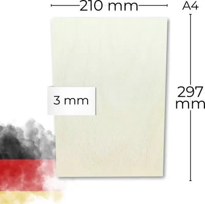 Immagine prodotto di Compensato di betulla da 3 mm - Pannelli in legno di alta qualità per taglio laser, incisione, bricolage, superficie liscia, ideali per modellismo, pirografia e progetti fai da te - di Genisys, dimensioni: A4 15x