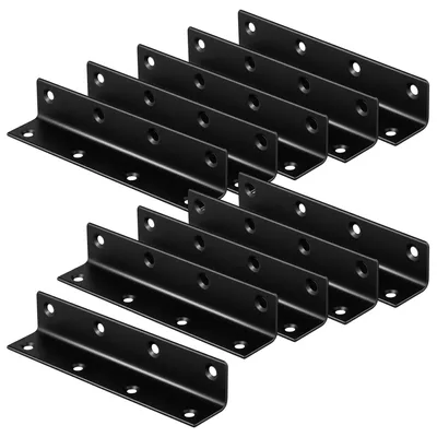 Image de Lot de 10 équerres en acier inoxydable, 14 cm, de couleur noire