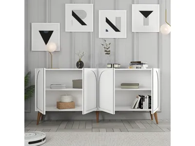 Obrázok produktu pre Skye Decor, Konzolový stolík - Bipemu 2 (biela + orech)